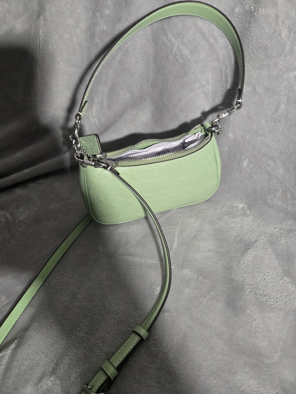 Coach Signature Small Shoulder Bag in Mint Green - Picture 2 of 4